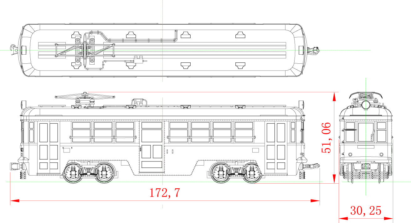 Street car, Tamaden Class 60,painted kit(green and cream),2 cars set,unpowered