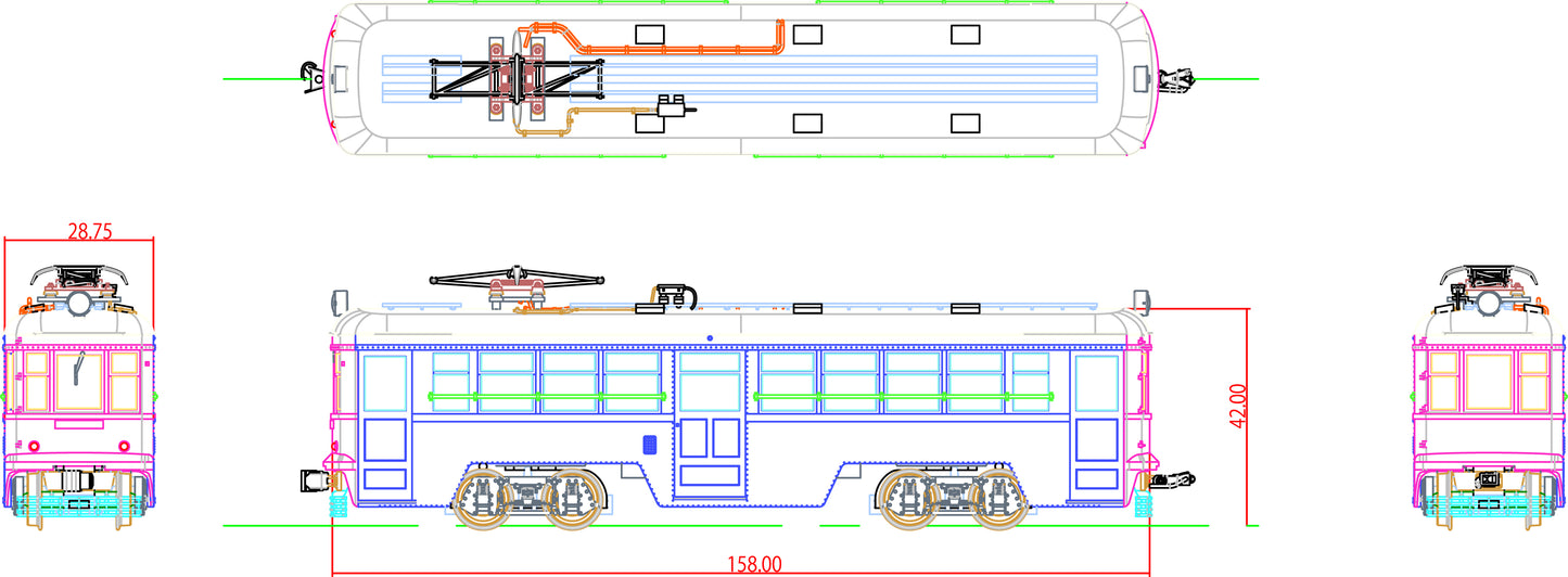 Street car, Tamaden Class 70,unpainted kit,2 cars set, unpowered